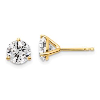 Diamond2Deal 14k Yellow Gold 1 3/8 ct Round Lab Grown Diamond Stud Earrings VS Clarity, D-E Color