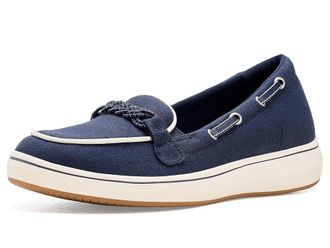 Clarks Breezesky Bay Womens Flat Shoes Navy Canvas : 7.5 B - Medium