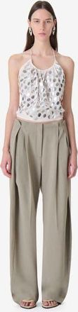 Iro Sonja Wide-Leg Trousers in Olive Green at Nordstrom, Size 34 Eu