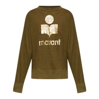 Isabel Marant Klowia T-shirt - Dames - Tops - Groen - Maat: M Linnen