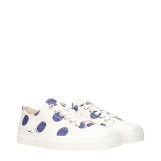 Moschino Polka-Dot Canvas Sneakers - White