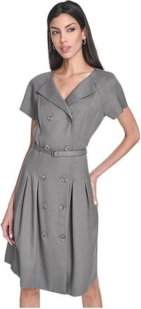 Calvin Klein Melange Suiting Belted Aline Womens Dress Granite : 14, Polyester