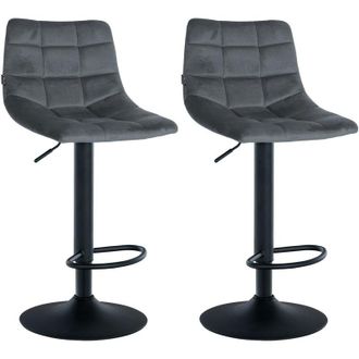 Clp Clp - Juego De 2 Taburetes De Bar Jerry En Terciopelo Gris Oscuro Negro