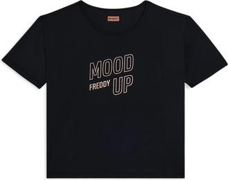 Freddy T-shirt cropped con maniche ampie e stampa Mood Up