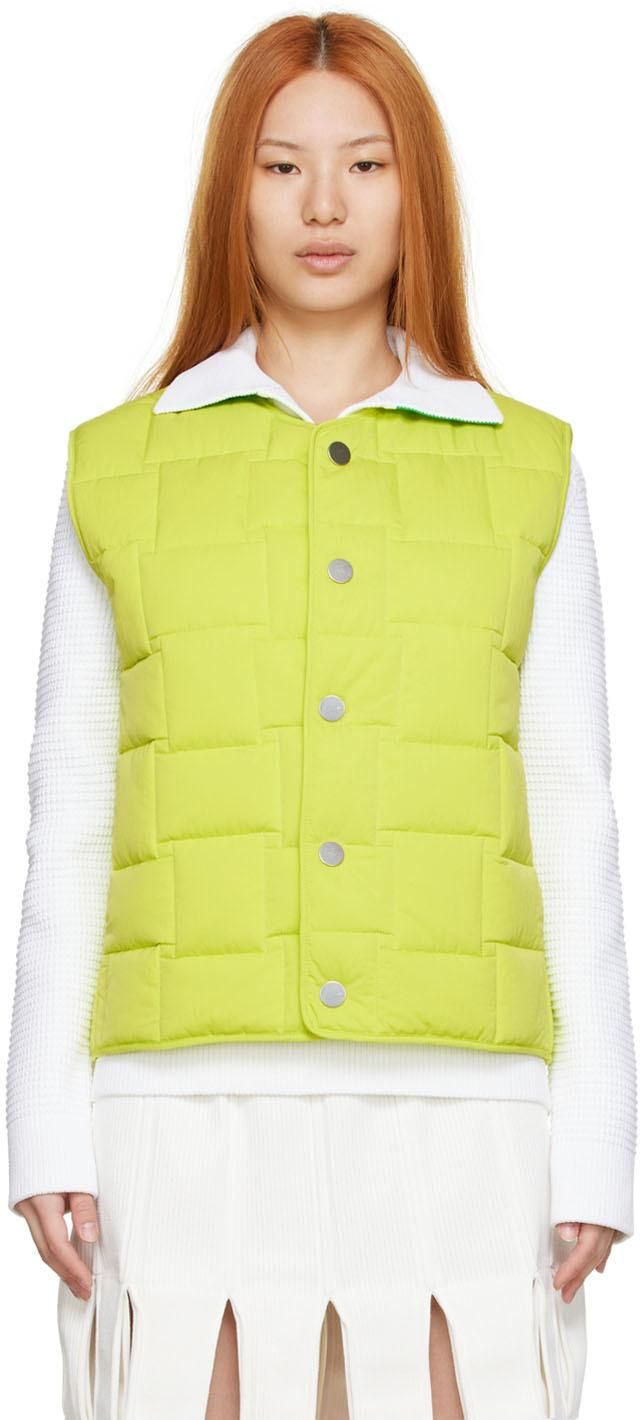 ダウンベスト Bottega Veneta Khaki Cotton Padded Vest Intrecciato cotton poplin down vest in brown - Bottega