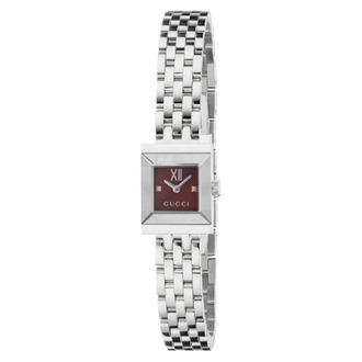 Gucci Accessoires, Dames, Grijs, ONE Size, G-Frame 14x 18 mm Horloge