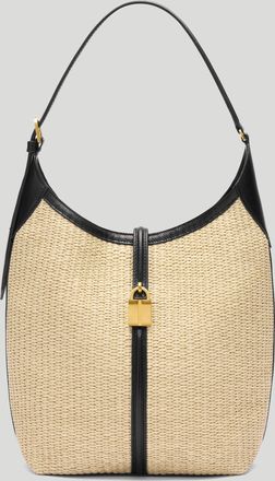 DeMellier The Siena Bucket in Natural Raffia & Black Smooth Leather Shoulder bag