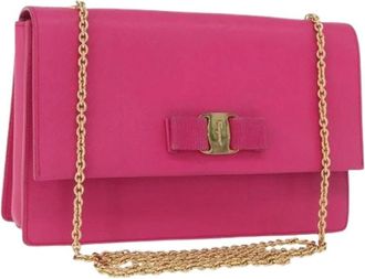 Ferragamo Pre-owned Shoulder Bag - Dames - Vintage Schoudertas - Roze - ONE Size - Leer - Vintage