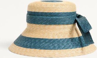 Valentino Garavani VLogo Signature Straw Bucket Hat Woman NATURAL/BLUE 55