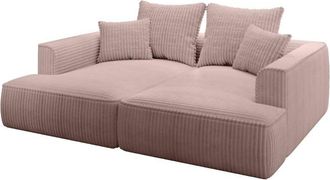 Vente-Unique Vente-unique - Divano 3 posti seduta comoda e profonda in velluto a coste grosse rosa cipria - pineta