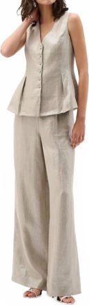 Joseph Ribkoff Foiled Linen Wide-Leg Pant In Champagne