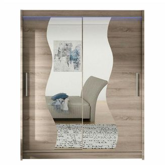 Mirjan24 Armario Closico 134, Trufa Roble, 200x150x58cm, Puertas De Armario: Correderas, N&uacute;mero De Estantes: 5, Led