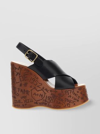 Chlo&eacute; leather wedge sandals