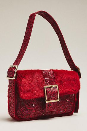 Maeve Fiona Faux Fur Buckle Shoulder Bag