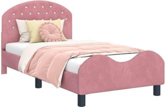vidaXL Cama Para Ni&ntilde;os Con Cabecero Rosa 80 X 160 Cm Terciopelo Vidaxl