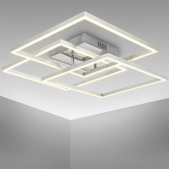B.K.Licht B.k.licht - Plafoniera Led Da 40w, 2 Cornici Orientabili, Luce Calda 3000k, Lampada Da Soffitto Per Ufficio frame, Colore Cromato-alluminio Spazzolato