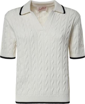 MC2 Saint Barth Knit Polo - Dames - V-hals truien - Wit - L - Truien & Vesten
