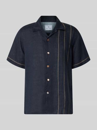 Paul Smith Casual Fit Leinenhemd mit Stitchings in Marine, Gr&ouml;&szlig;e L