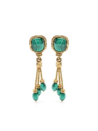 Aurélie Bidermann Miki malachite earrings - Goud