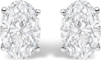 House of Brilliance 14K Gold Lab Grown Oval Solitaire Diamond Stud Earrings