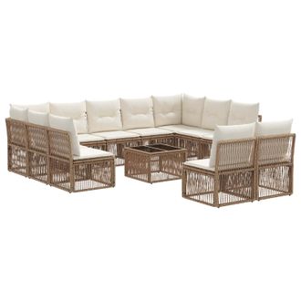 vidaXL Conjunto De Sof&aacute;s De Jard&iacute;n 12 Pcs Beige Rat&aacute;n Sint&eacute;tico Vidaxl