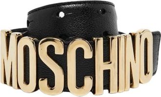 Moschino Riem van leer met logo - Dames - Vintage Accessoires - Zwart - ONE Size - Leer - Vintage