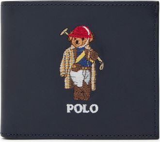Polo Ralph Lauren Polo Bear Embroidered Leather Wallet - Navy - One Size