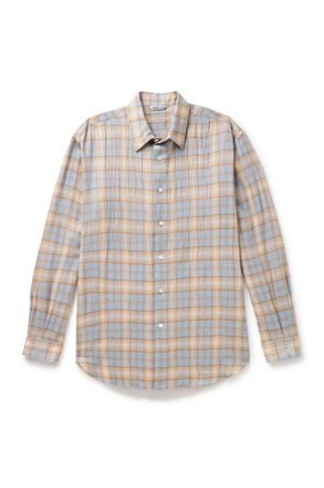 Auralee Airy Checked Wool-Flannel Shirt
