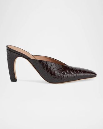 Malone Souliers Rowe 90MM Croc-Embossed Leather Mules