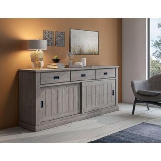 Dmora Aparador Malonno, Aparador 2 Estantes, 3 Cajones, 4 Compartimentos, 220x50x95h Cm Roble Gris