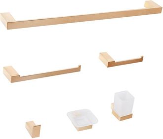 Beliani Beliani - Conjunto De 6 Accesorios De Ba&ntilde;o Minimalista De Aluminio Con Vaso Y Jabonera Dorado Tumaco