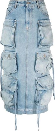 The Attico Sky Blue Denim Cargo Rok - Dames - Spijkerrokken - Blauw - W26 - Denim - Rokken