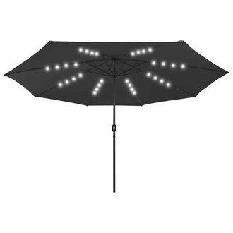 Berkfield Home Outdoor Parasol with LED Lights & Metal Pole 400 cm Black