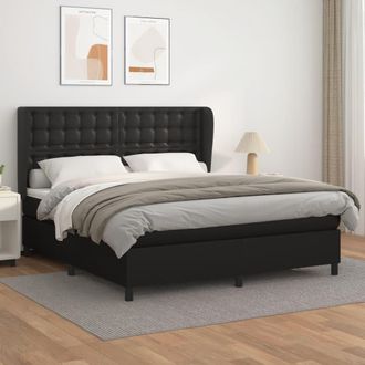 vidaXL Vidaxl - Cama Box Spring Con Colch&oacute;n Cuero Sint&eacute;tico Negro 160x200 Cm