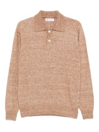 Brunello Cucinelli m&eacute;lange-effect polo sweater - Neutrals