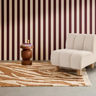 Sweeek Alfombra interior con flecos motivo cebra marr&oacute;n