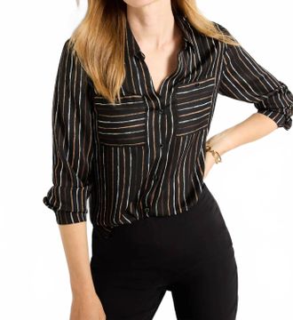 Nic+Zoe Mini Painted Stripe Shirt In Black Multi