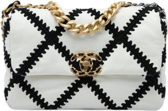 Chanel Pre-owned 19 Flap Bag - Dames - Vintage Schoudertas - Wit - ONE Size - Leer - Vintage