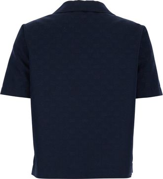 Gucci Womens Blouse With Wide Collar, Blue Cotton-Blend Polyester Blouses Shirt