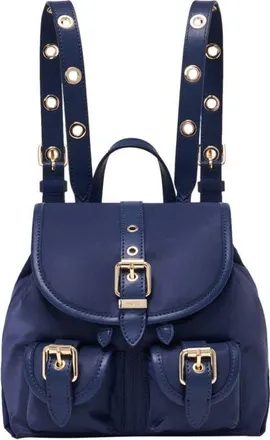 Maje Mini leather and nylon backpack in Marine Blue at Nordstrom, Size Medium