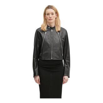 Maison Margiela Dames, Jassen, Zwart, Maat: L Leer