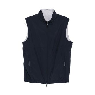 Corneliani Vests, male, Blue, Size: 5XL Zip-up Gilet