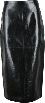 Sportmax Rokken, Dames, Zwart, S, Leer, Bairo Midi Rok