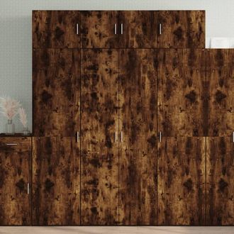 Berkfield Home Storage Cabinet Smoked Oak 80x42.5x225 cm Engineered Wood in Brown