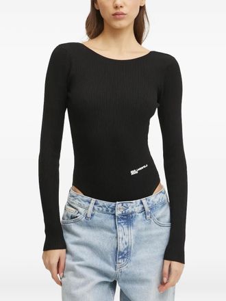 Karl Lagerfeld ribbed open-back bodysuit - Black