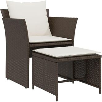 vidaXL vidaXL Sedia da Giardino con Poggiapiedi in Polyrattan Marrone