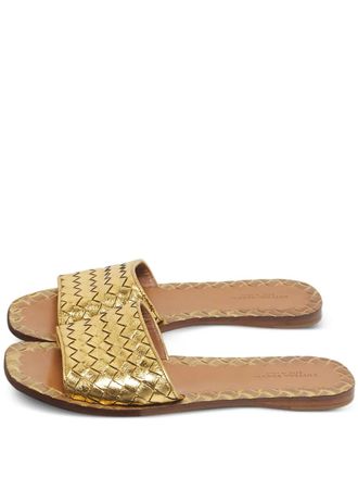 Bottega Veneta Intrecciato leather slides - Gold