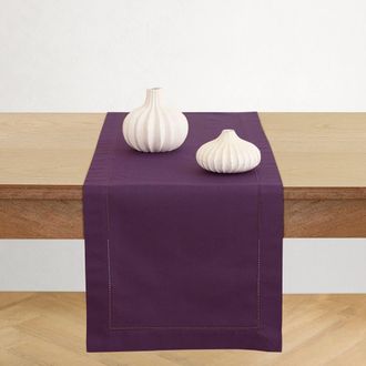 Solino Home Cotton Linen Hemstitch Table Runner for Dining Table, Holiday and Everyday Table Decor in Purple at Nordstrom, Size Xx-Small