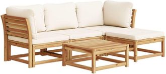 vidaXL Juego De Muebles Jard&iacute;n 5 Pzas Con Cojines Madera Maciza Acacia Vidaxl