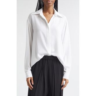 Michael Kors Silk Georgette Button-Up Shirt in Optic White 100 at Nordstrom, Size 12